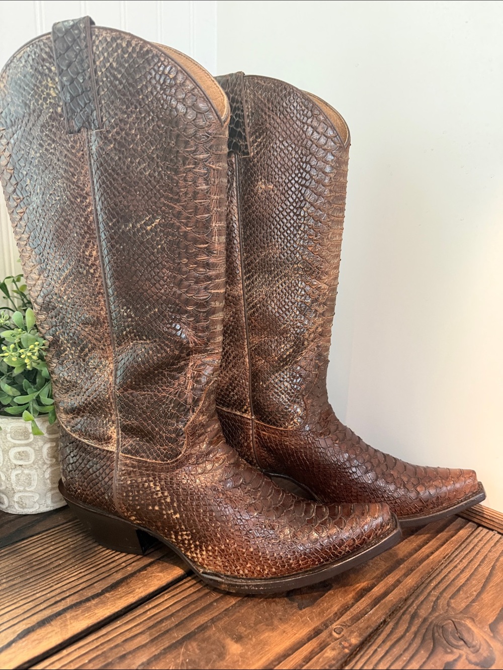 Idyllwind Women’s Smokn’ Western Snakeskin Print Leather Boots Snip Toe
